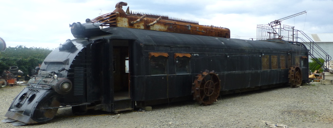Steampunk Bahnwaggon, Oamaru Neuseeland