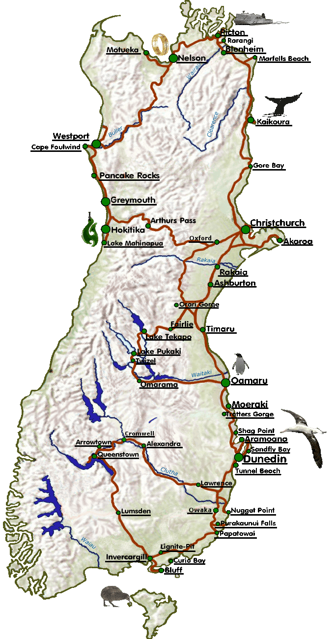 Die Route meiner Neuseelandreise