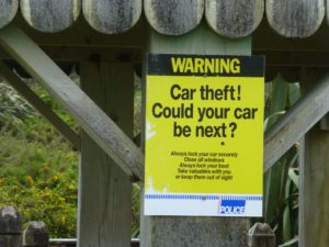 Cape Foulwind, NZ, Car theft Warning